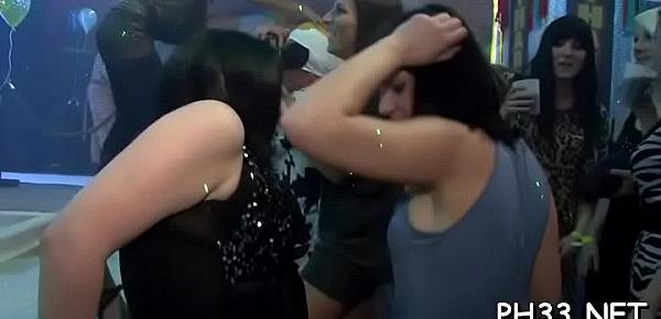  Yong girls drilled hard after dance from behind by dark waiter